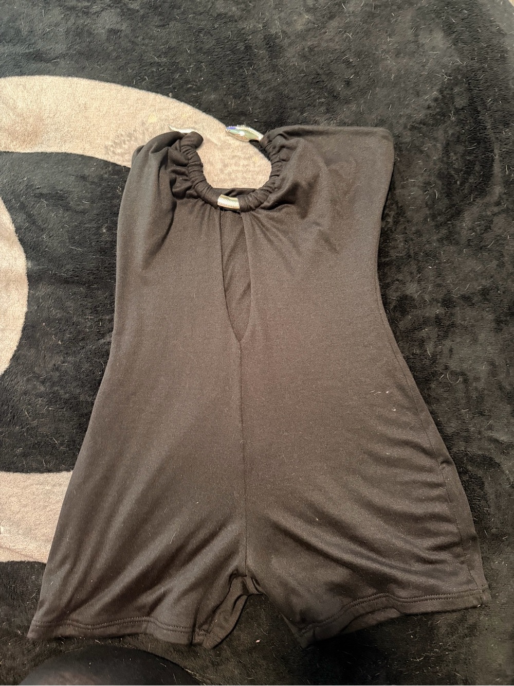 Black One-Piece Romper - Soft Stretch Fabric